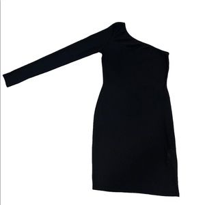 One sleeve black dress